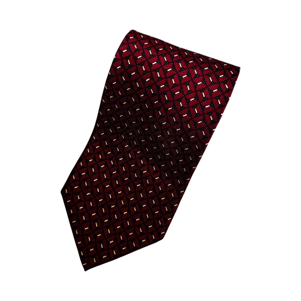 Jos.A.Bank Corporate Collection Men's Necktie Maroon Base Geometric Neat Pattern - Picture 2 of 4